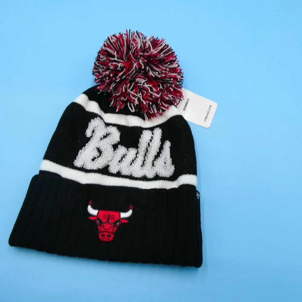 '47 Brand Chicago‎ Bulls Winter Hat Womens Black Knit Acrylic Beanie NBA Script